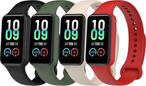 Paquete de 4 correas de reloj compatibles con Amazfit Band 7 correas de silicona hebilla de metal correa deportiva para Amazfit Band 7 correas de