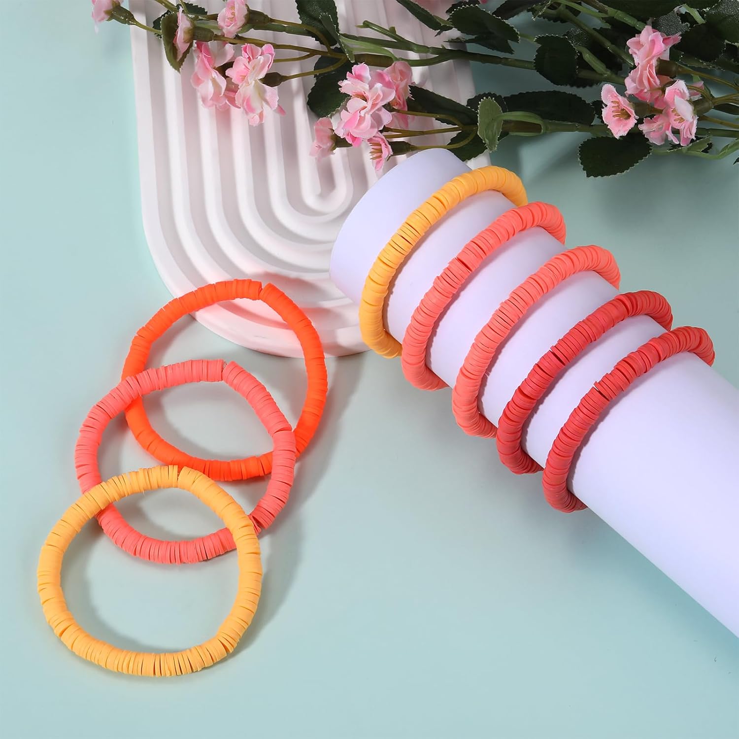 Ornaland 20 Pieces Hei Shi Surfer Bracelets Friendship Bracelets Clay Bead Bracelets Polymer Clay Stretch Bracelet Stackable Bracelet Set Women Summer Beach Jewelry for Women - Image 5