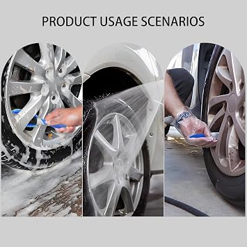 2Pcs Alloy Wheel Brush Set, Tyre Cleaning High Performance Car Wheel Care Tool, Car Wheel Brush with Ergonomic Grip Handle Suitable for Home Car Trucks