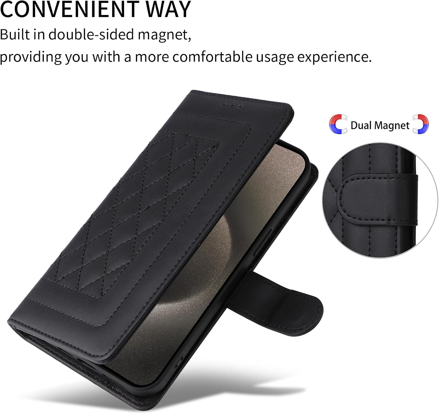 Compatible with Redmi Note 13 5G Cover,Compatible with Redmi Note 13 5G Wallet Kickstand Magnetic Closure Flip Case Black