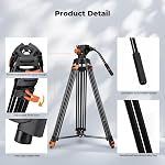 K&F CONCEPT 80"/202cm Video Tripod with Fluid Head, Aluminum Heavy Duty Camera Tripod with QR Plate, Compatible with Canon/Nikon/Sony, DSLR, Mirrorless, Camcorder, Video Cameras, Max Load 17.6lb