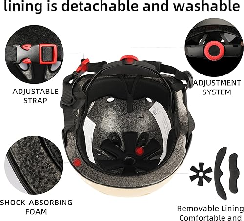 Miniatura 80 de Casco de bicicleta para niños, cascos de patineta para niños de 2 a 3 a 5 a 8 a 14 años, ajustable, multideporte, bicicleta, patinaje, fútbol, Negro