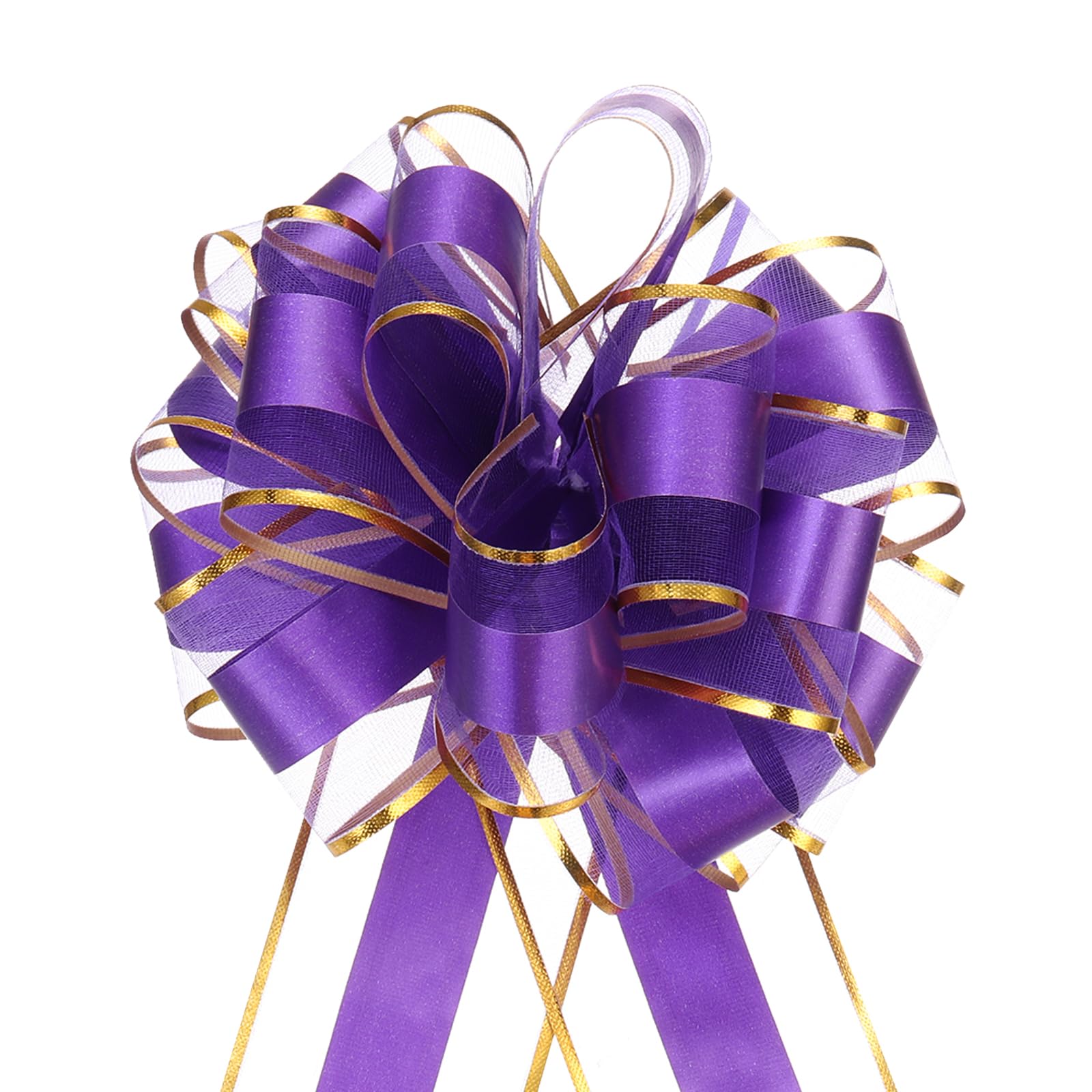 QUARKZMAN Lot De 5 Noeuds Cadeau 15cm Vert Avec Bordure Dorée - Rubans Organza Pour Mariage Et Noël