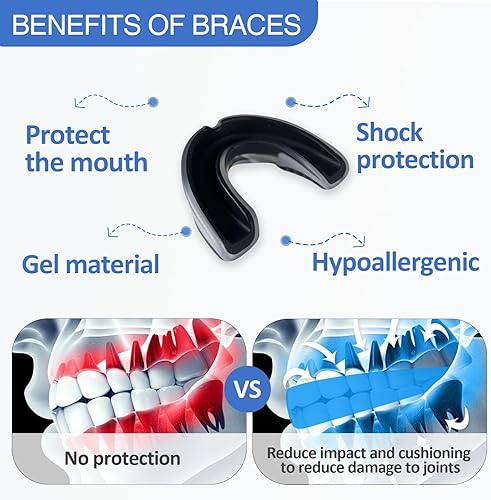 Miniatura 4 de Protector bucal con correa para fútbol, hockey sobre hielo, taekwondo, protector bucal deportivo para fútbol universitario, fútbol, baloncesto,