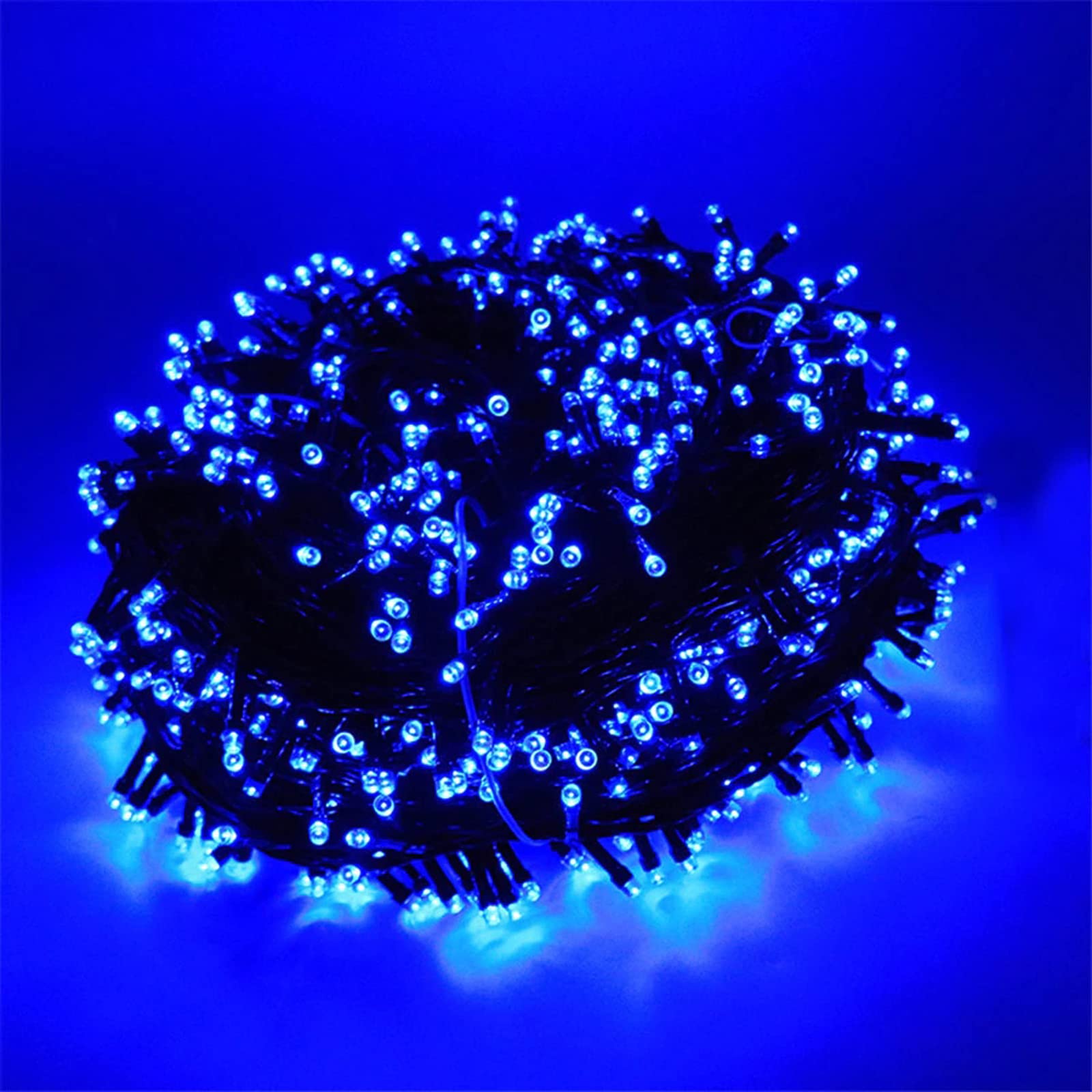 Luccika Guirlande LED Intérieur/Extérieur, 8 Modes d'Éclairage, Contrôleur 31V avec Mémoire, IP44 Étanche, Câble Vert, pour Noël, Fêtes et Décorations (Bleu, 25M 500LED)
