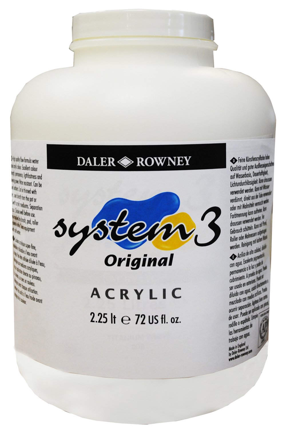 Daler-Rowney System3 Acrylic Paint, Plastic Pot, 76.08oz - 2.25L, Titanium White