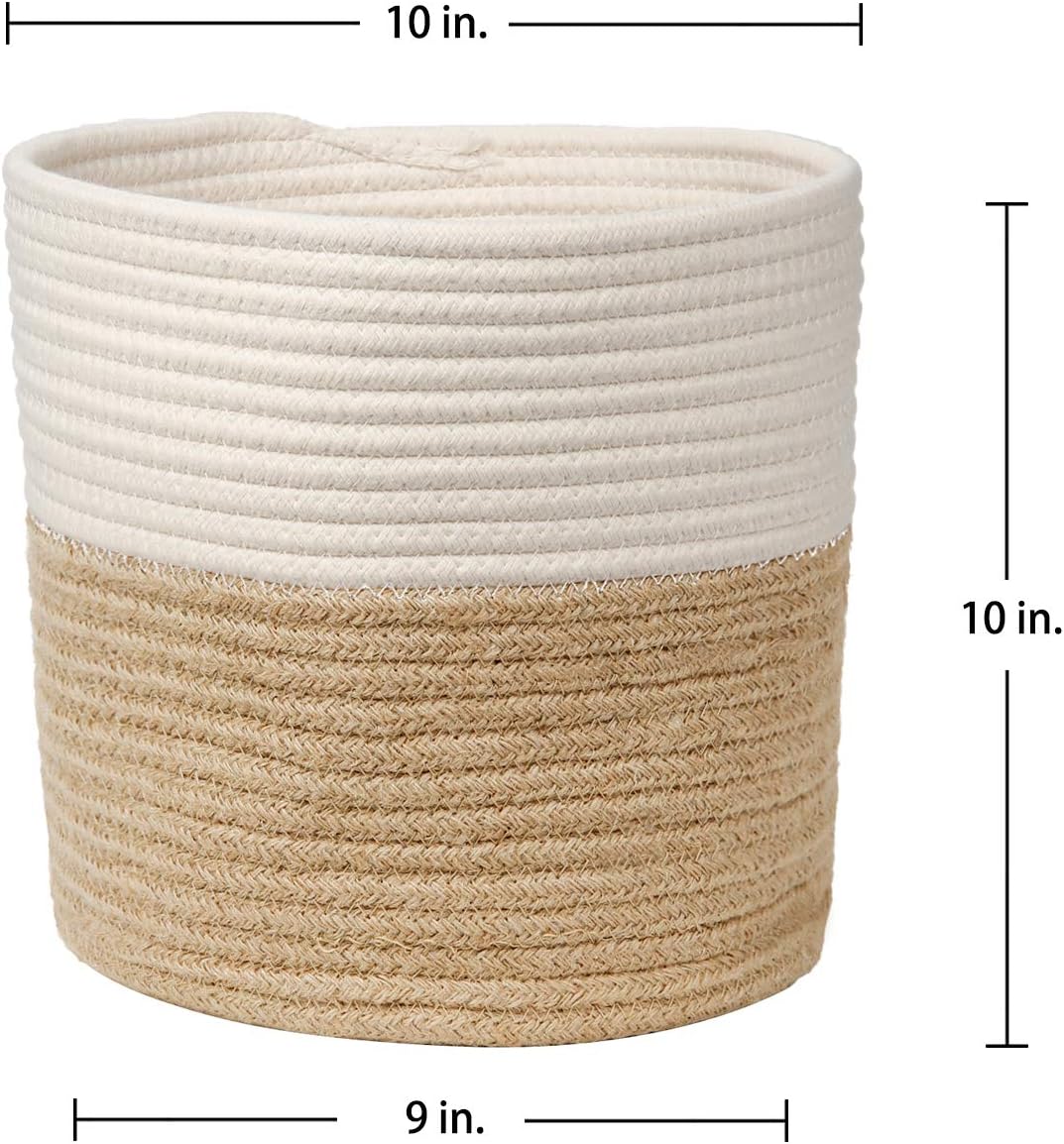 Briful 10"x10" Cotton Rope Woven Basket 25cmx25cm Plant Pots Indoor Jute Planter Rope Plant Baskets Plant Containers for Plants Toys - Image 3