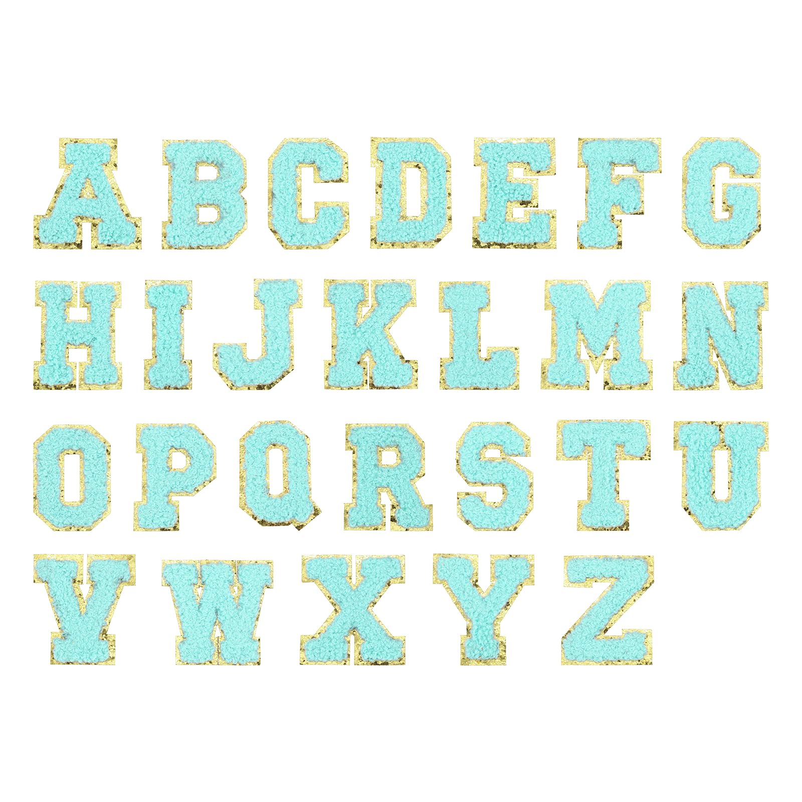 Lettres à repasser PATIKIL | 52 patchs alphabet A-Z en tissu bleu pour personnalisation