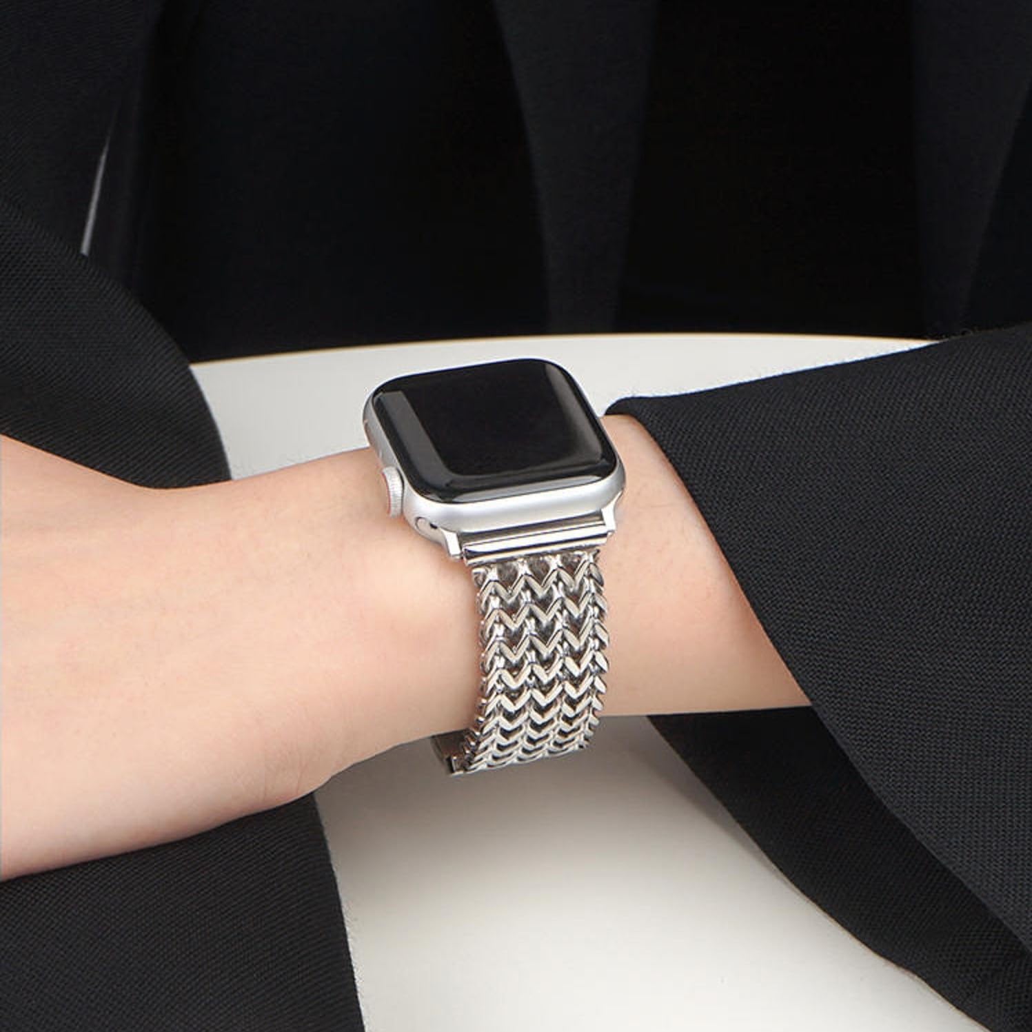 Compatible With Apple Watch Band 38mm 40mm 41mm 42mm 44mm 45mm Ultra Stainless Steel Metal Cowboy Chain Style Replacement iWatch Series87654321