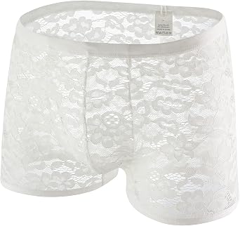 Swbreety Mens Lace Boxer Briefs Underwear Sexy See Through Underpants Bulge Pouch Trunks...