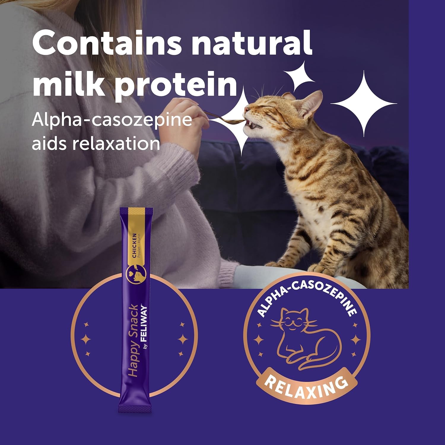 Happy Snack by FELIWAY Delicious Calming Creamy Cat Treats, 24 snack sticks - Helps cats feel calmer and promotes bonding - Image 3