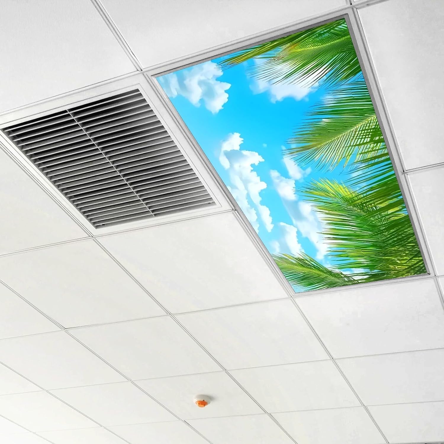 Fluorescent Light Covers for Classroom Ceiling Lights – 2x4ft Backlit Film for Fluorescent Fixtures, Reduce Glare and Eye Strain, Easy to Install – School, Office, Sensory - Blue Sky