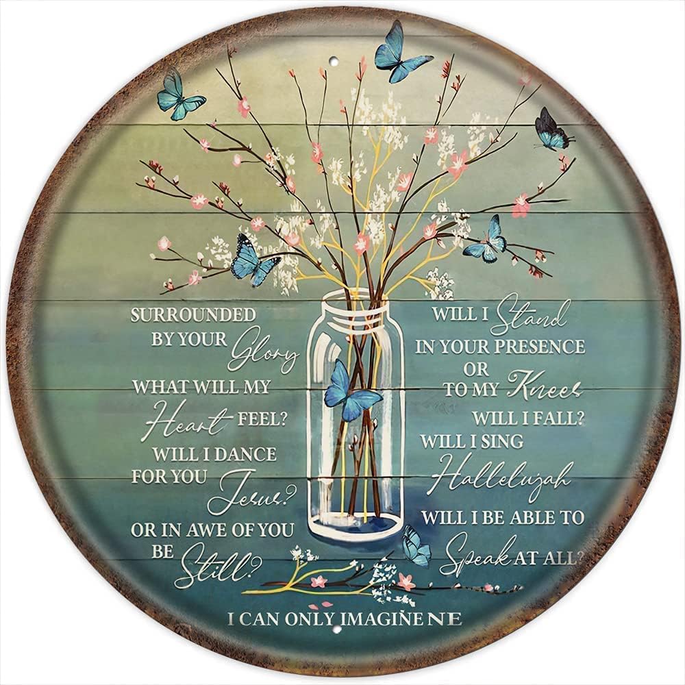 Adults Kids 1000 Pieces Round Jigsaw Puzzle I Can Only Imagine Butterfly Music Puzzle Challenging Educational Fun Family Games Toys Gifts for Home Kitchen Decor Family Activities