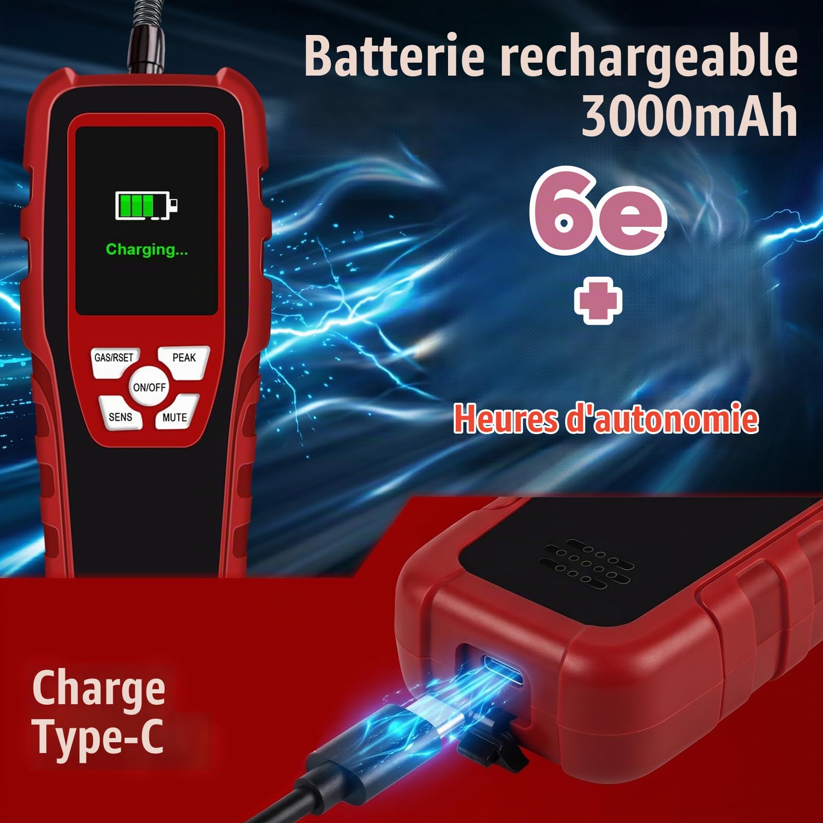 Aprvtio ALD-200 Plus Détecteur de Fuite de réfrigérant, détecteur de fuites de climatisation avec 3 Modes de sensibilité, capteur Semi-conducteur Intelligent avec Une sensibilité de 0,14 oz/an