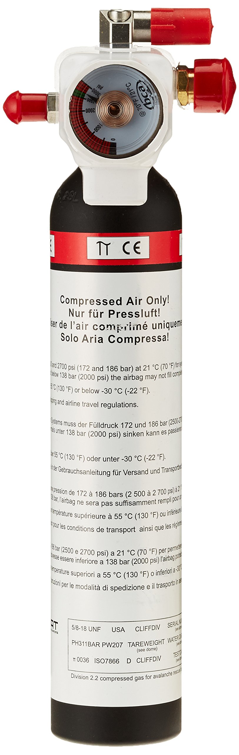 BCA compressed air bottle cylinder/float cylinder, black, 28.5 x 8 x 6 cm, 1 litre