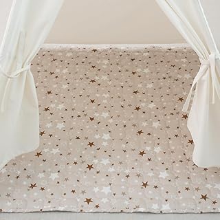 TreeBud Padded Mat for Kids Play Tent, Non-Slip Baby Activity Rug Mat, Teepee Play Mat for Baby Toddlers (Gary - Star, 47.3