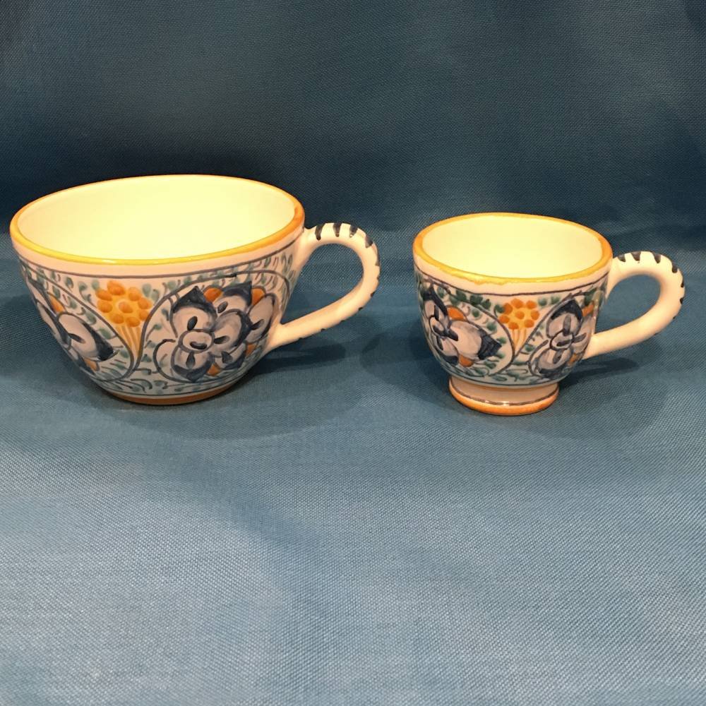 Tasses à café et cappuccino Palmette céramique peinte main artisanale