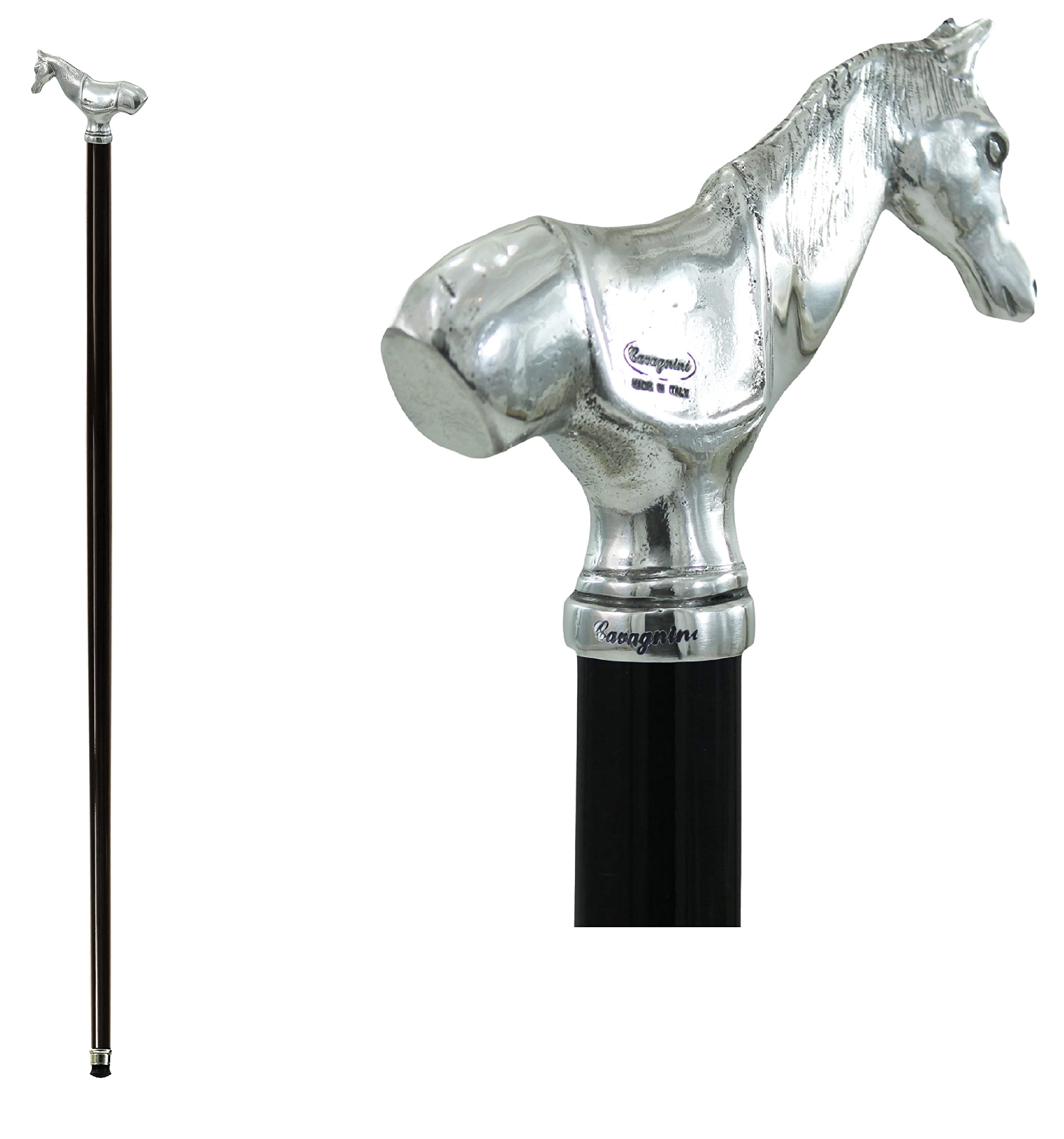 Bastón de Paseo Cavagnini ortopédico Negro Elegante Artesanal de Haya y Metal Personalizable con Grabado Nombre para Hombre Mujer Ceremonia Novio Regalo Lujo anciana señora Hecho a Mano