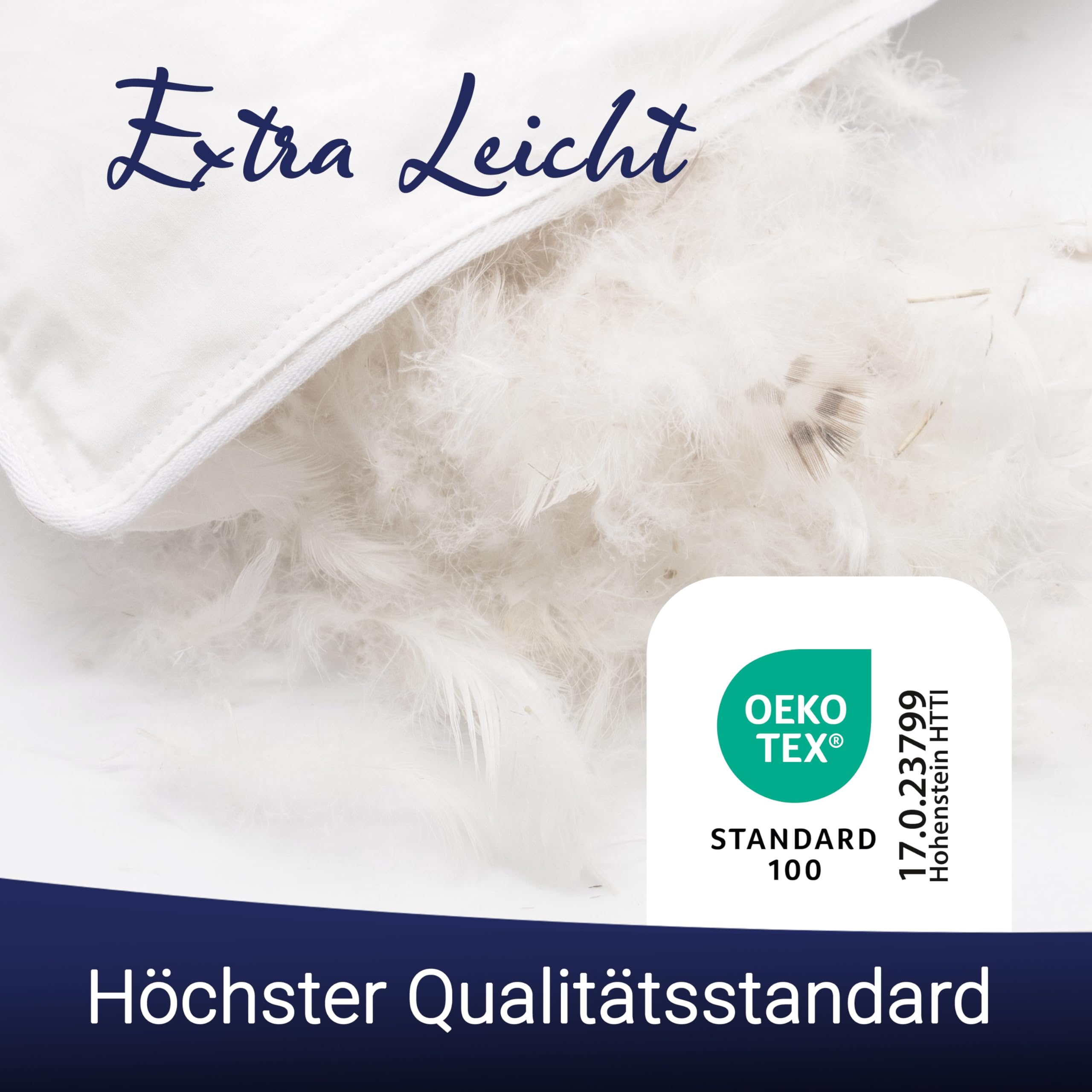 ZOLLNER Kopfkissen aus 85% Federn und 15% Daunen - Made in Germany – für Allergiker geeignet – Bezug aus hochwertiger Baumwolle - waschbar bis 60°C - 80x80 cm - Hotelqualität