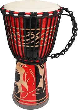 MUINS Djembe drum,8 x 16 African Hand Drum Carved Mahogany Drums