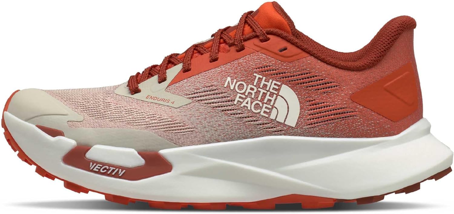 The North Face Men's VECTIV Enduris 4 Trail Running Shoe - Cushioned, Lava Red/Calacatta, 10