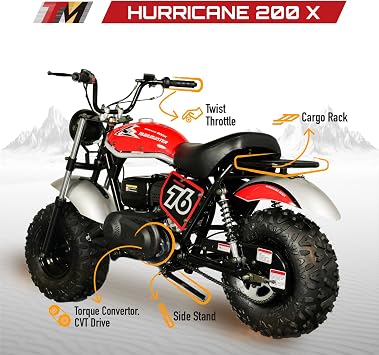 Trailmaster Mini Bike mb 200X Hurricane ALL NEW WITH FRONT AND REAR BRAKES, 196cc (black)