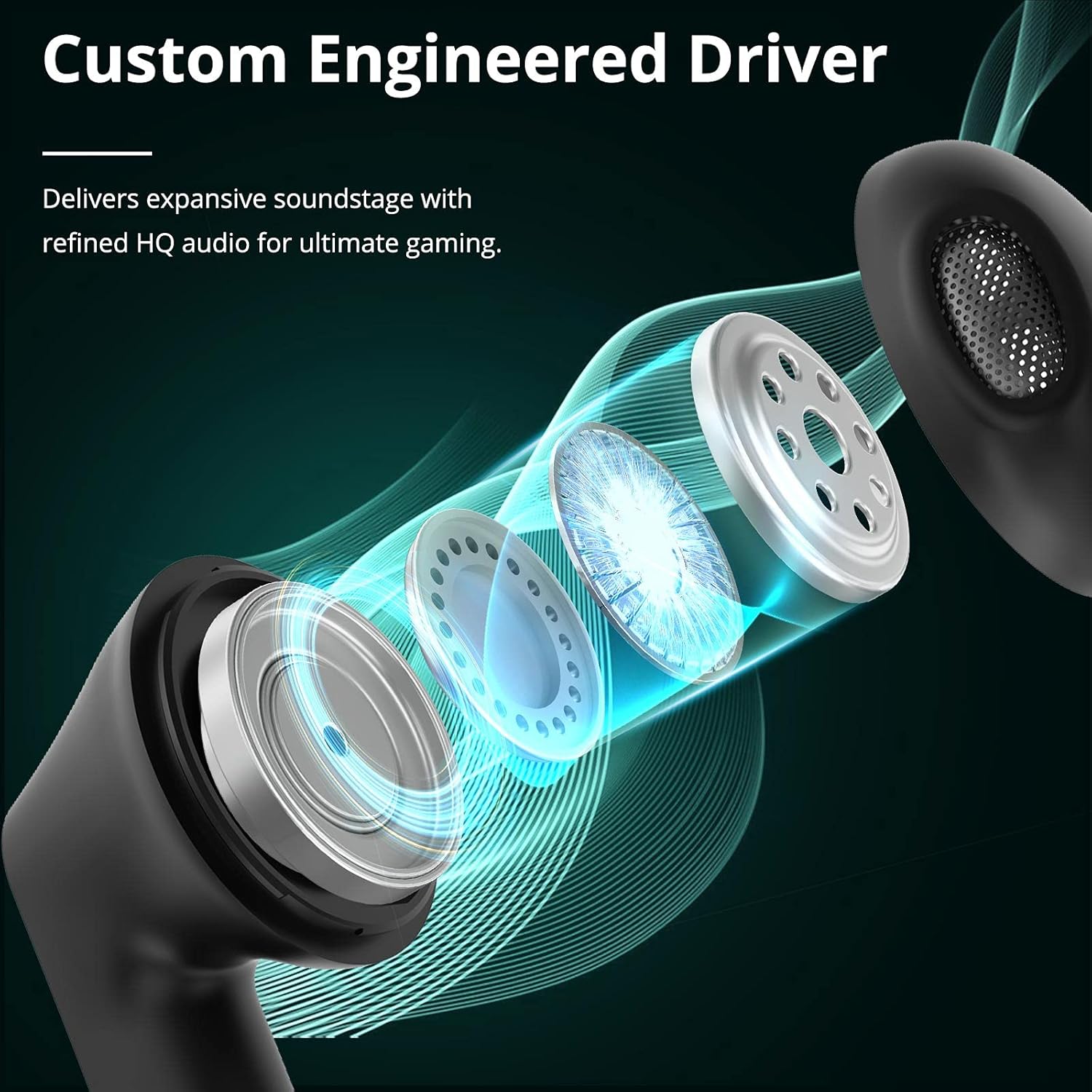 Експлодира view of an earbud driver, showing its components for custom engineered sound.