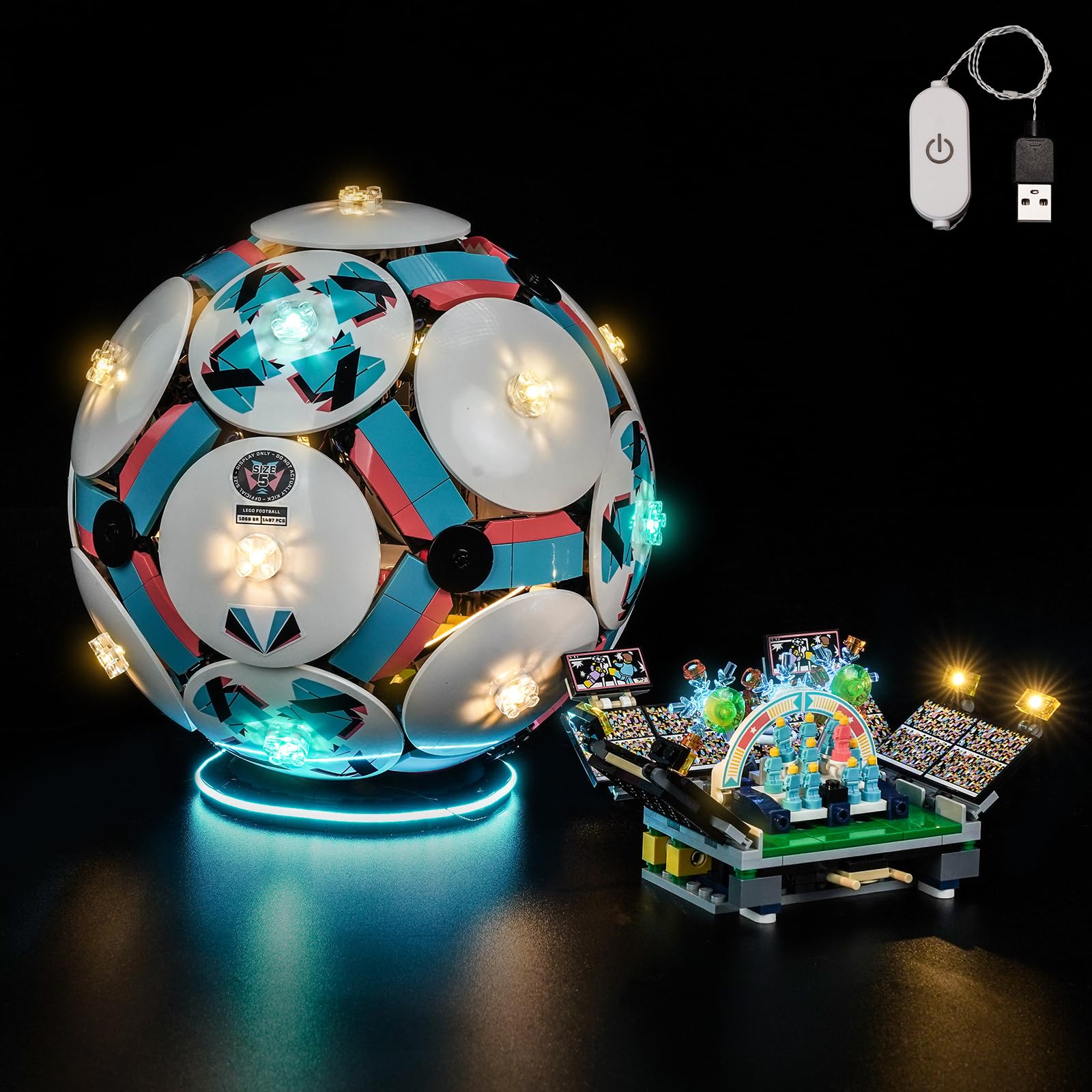 Kit di illuminazione decorativa compatibile con Lego 43019 Soccer Ball (senza modello), kit di luce LED compatibile con i mattoni Lego Soccer Ball