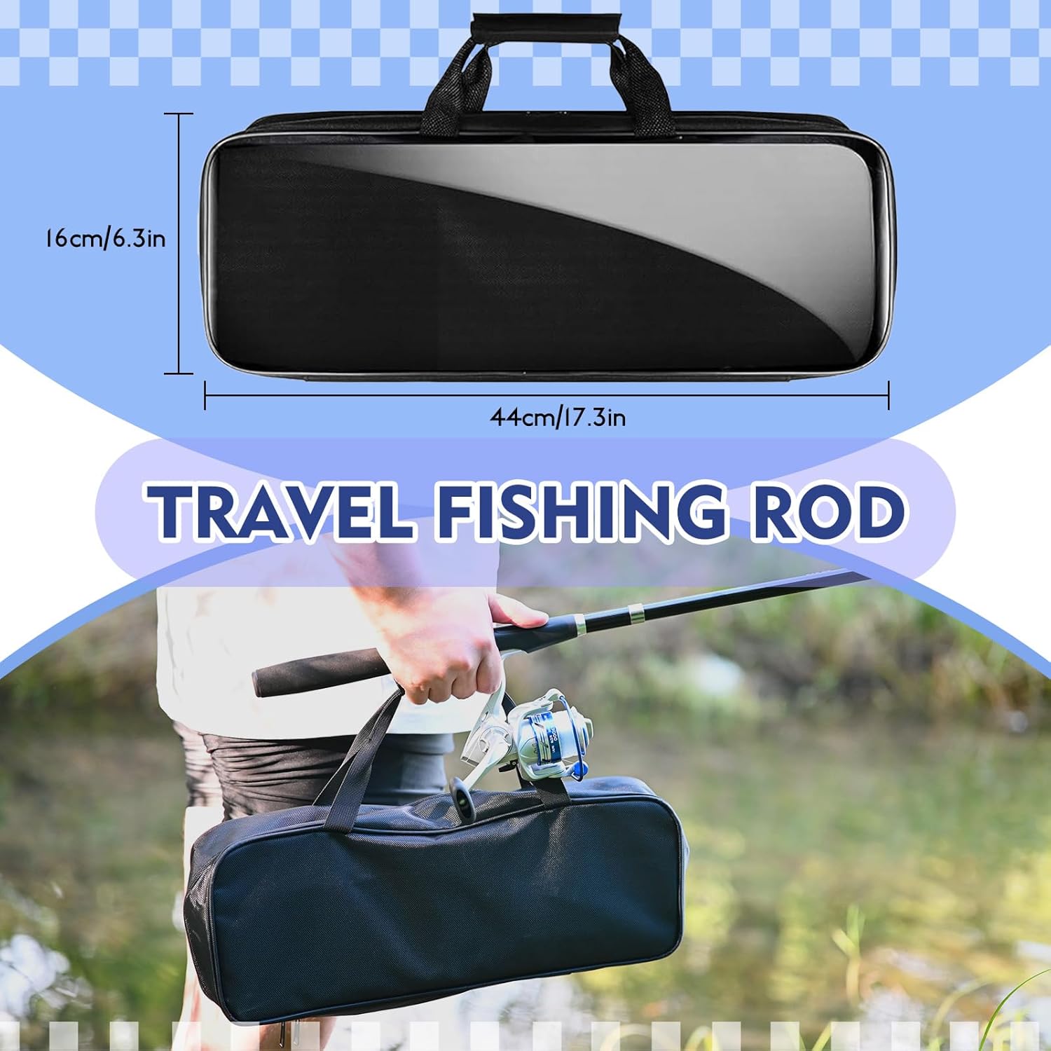 Telescopic Fishing Rod and Reel Combo, 2PACK Carbon Fiber Travel Rod, 2 Collapsible Spinning Reels, 2 100m Line, Carrier Bag and Carrier Bag Lures Kit for Adults Saltwater Freshwater