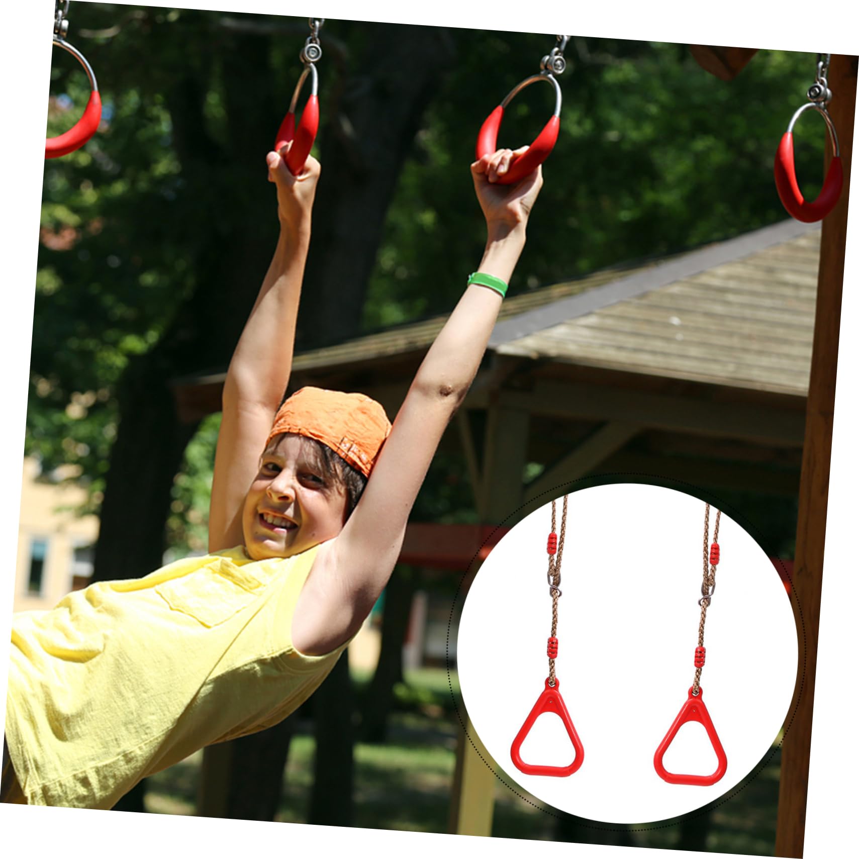 Gogogmee Indoor Swing for Boys and Girls Pod Swing Ring Handshake Climbing Ring Play Equipment Random Style