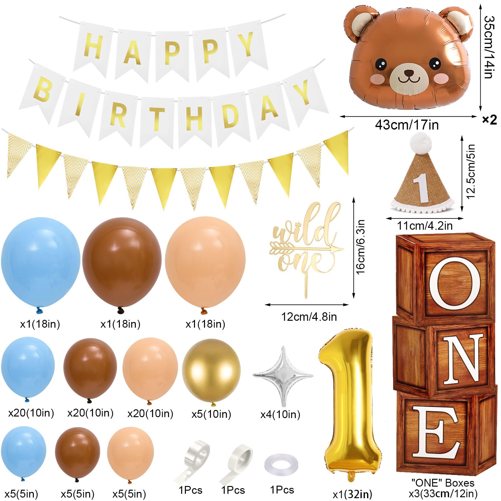 Snapklik.com : Teddy Bear 1st First Birthday Decorations For Boy, Wood ...
