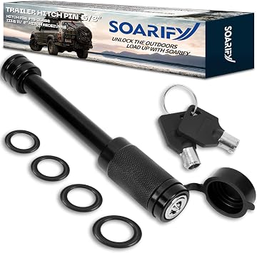 Trailer Hitch Lock - Fits 2" Receiver Tubes, Class III & IV Hitch Receivers, Anti-Theft Trailer Receiver Lock 5/8" Dia Locking Receiver Pin 3.5" Effective Length