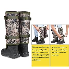 QOGIR Snake Gaiters for Hunting: Durable Snake Guards, Snake Gaiter Leggings for Men & Women, Snake Bite Protection for Lower Legs, Snake Proof Gaiters with Adjustable Size (Mountain Camouflage)