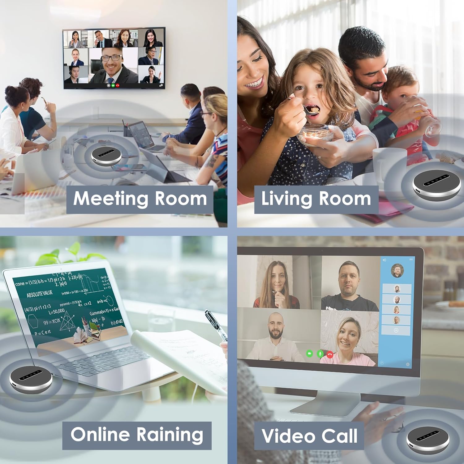 Cloud graphic showing logos of various compatible applications and operating systems like Zoom, Skype, Windows, Mac OS, Android, etc.