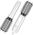 Cordless Curling Iron Brush, Portable Travel Curling Iron Mini Brush for Women, 7000Mah USB Rechargeable Cordless Hair Curler with Negative Ion, Gray
