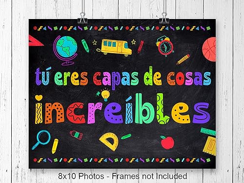 Miniatura 3 de Arte y decoración de pared para el aula, suministros para profesores, juego de póster motivacional educativo inspirador positivo para niños latinos
