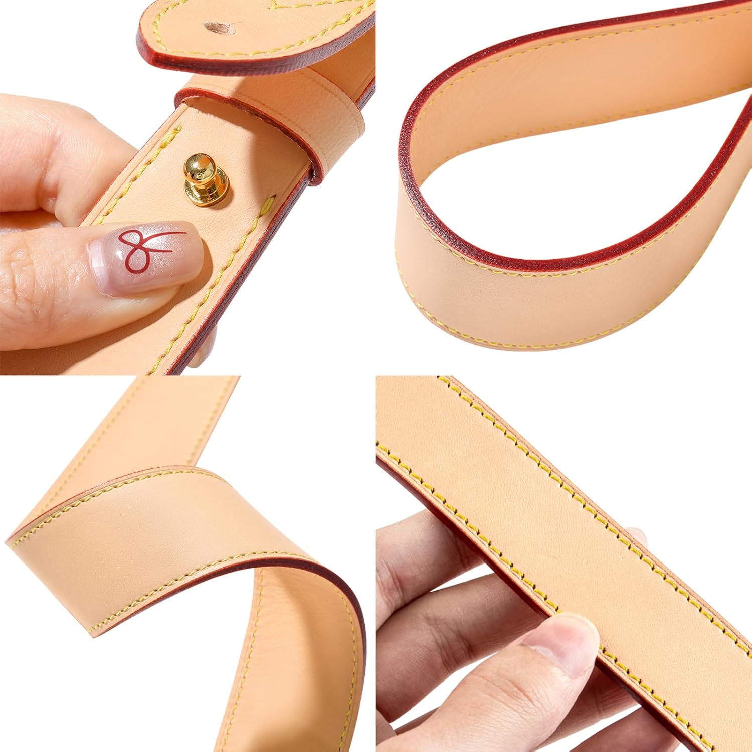 KIYOMIL Genuine Vachetta Leather Shoulder Bag Strap Replacement for Graceful Handbag(APRICOT-Length:25.6in) - Image 4