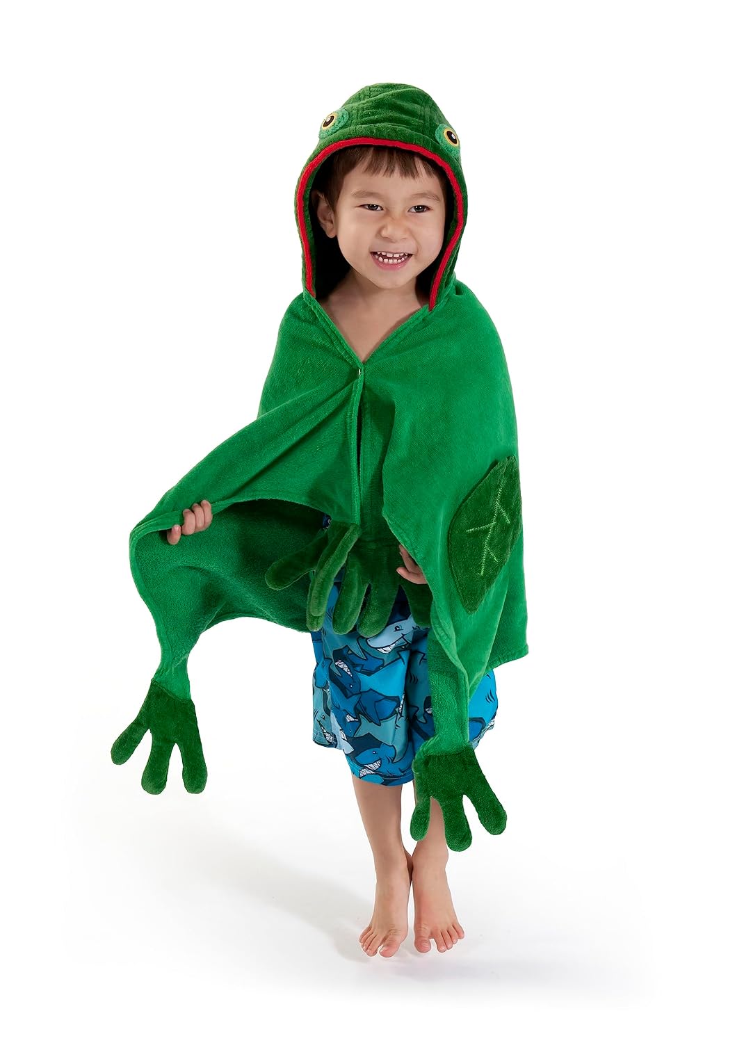 Kidorable Kids Frog Towel, Size Small, Green Hooded Towel for Bath, Beach or Pool, 100% Cotton Kid's Towel, Machine Washable