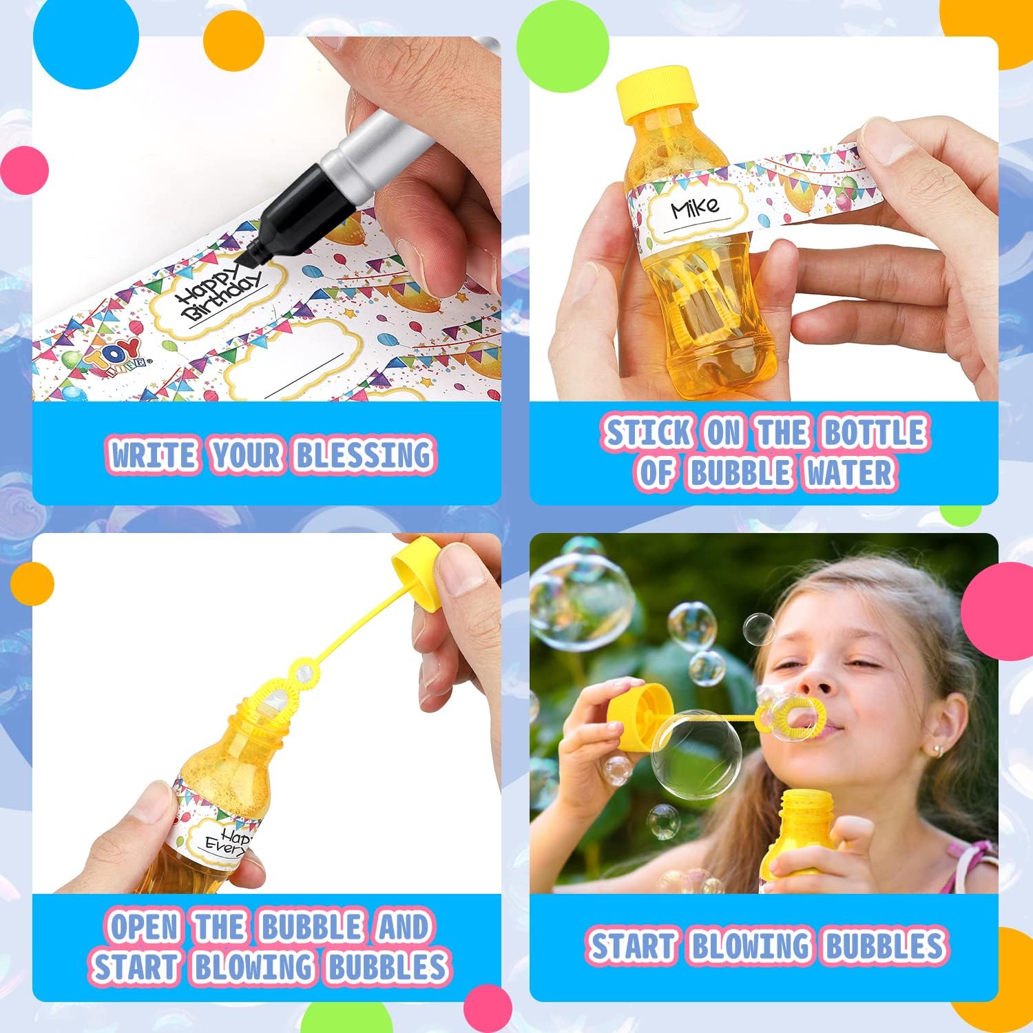 TOY Life 24 Bubble Bottles with Wands, Bubbles Party Favors for Kids, Bubble Bulk with Bubble Solution, Easter Goodie Bag Stuffers Wedding Birthday Summer Party Supplies, Outdoor & Indoor Activity