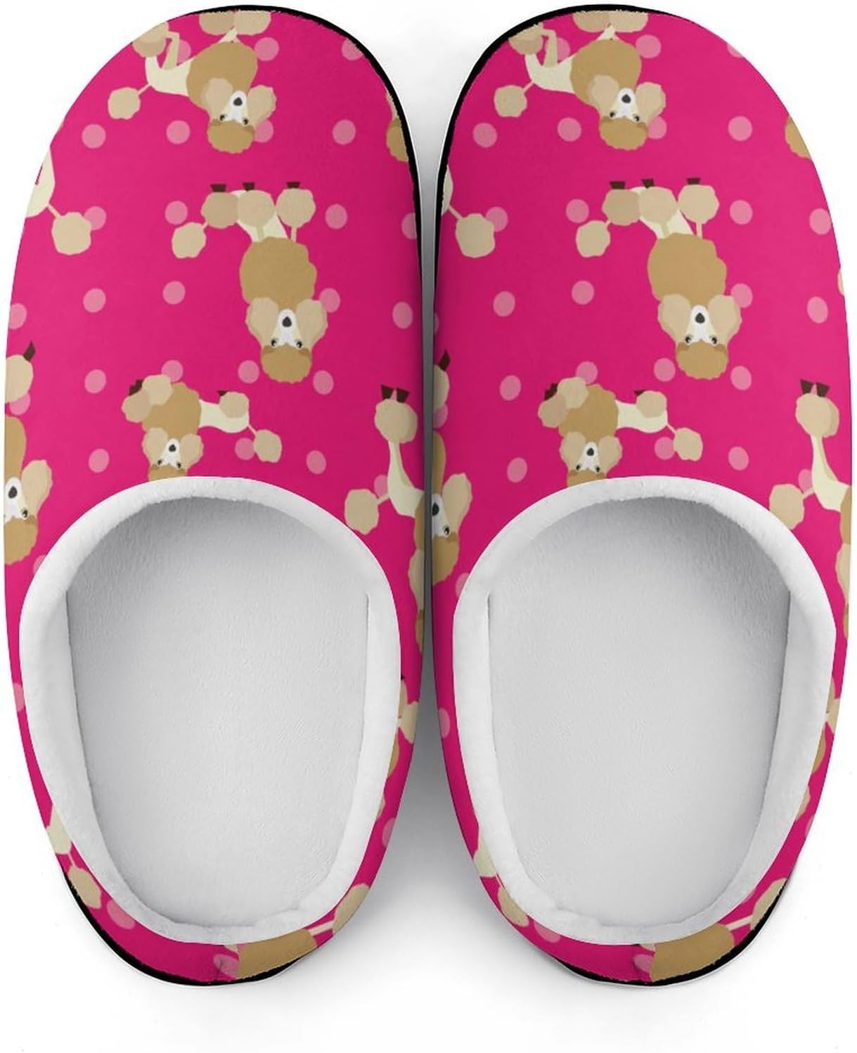 Poodle Dog Women's House Slippers Memory Foam Warm Shoes Spa Rubber Sole Indoor Outdoor