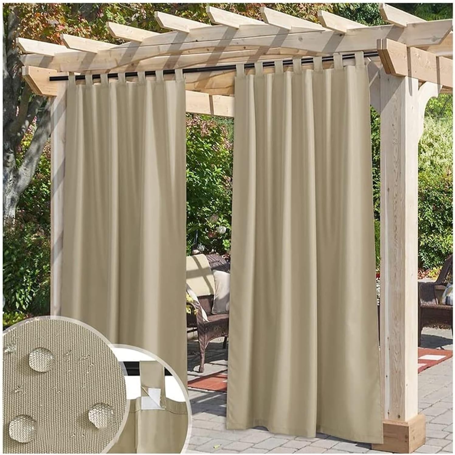 アウトドアカーテン 防水 パティオ用屋外カーテン 防水 屋内 遮光 プライバシードレープ 遮光シェード 断熱 パーゴラ シェード タ