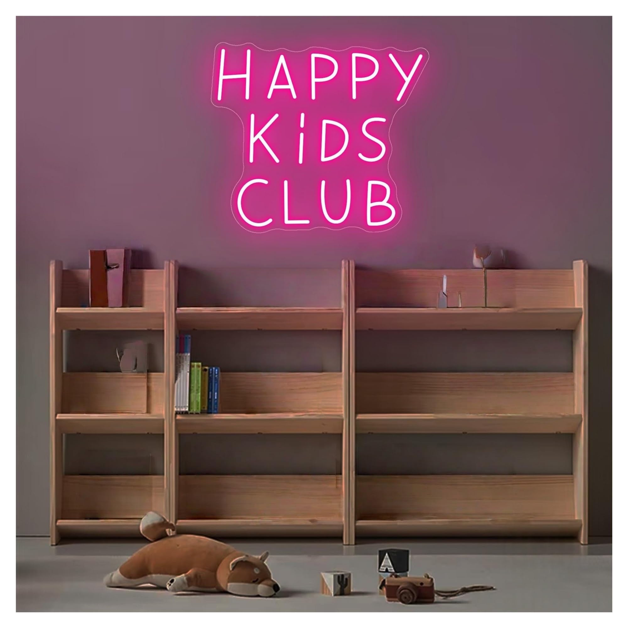 Shouxi D Sign Lamp Happy Kids Club Neon Sign Kid's Room Ecor For Playroom Nursery Classroom Wall 36Cmx41cm(D)