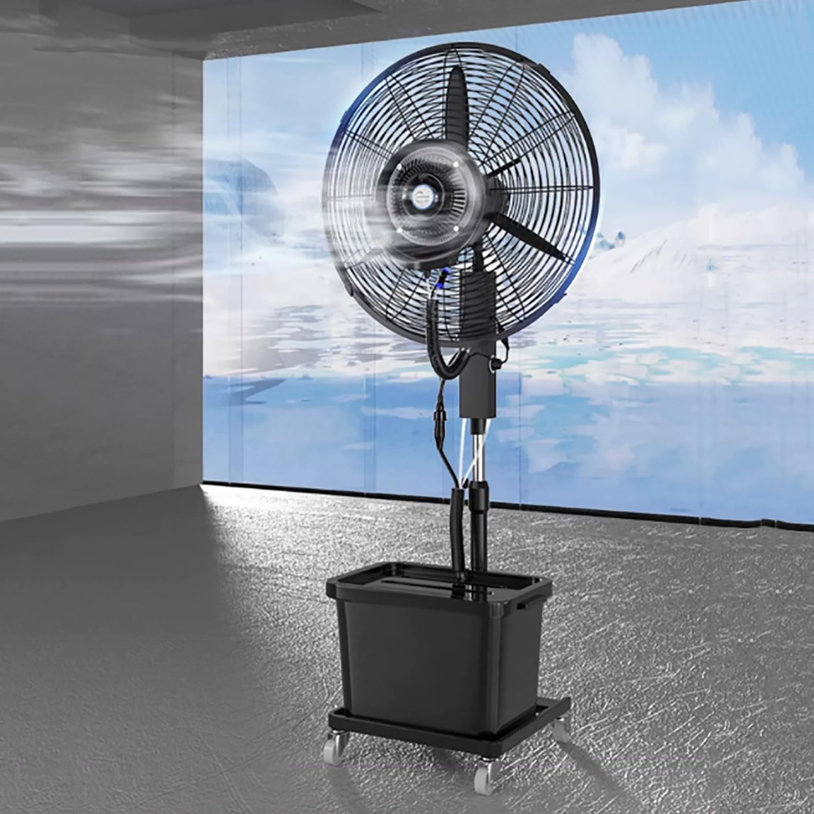 asdchZen Industrial Misting Pedestal Fan With 40L Water Tank, Oscillating Floor Fan For Patio, Restaurant, Garage, Gym, Workshop,One Color-55cm