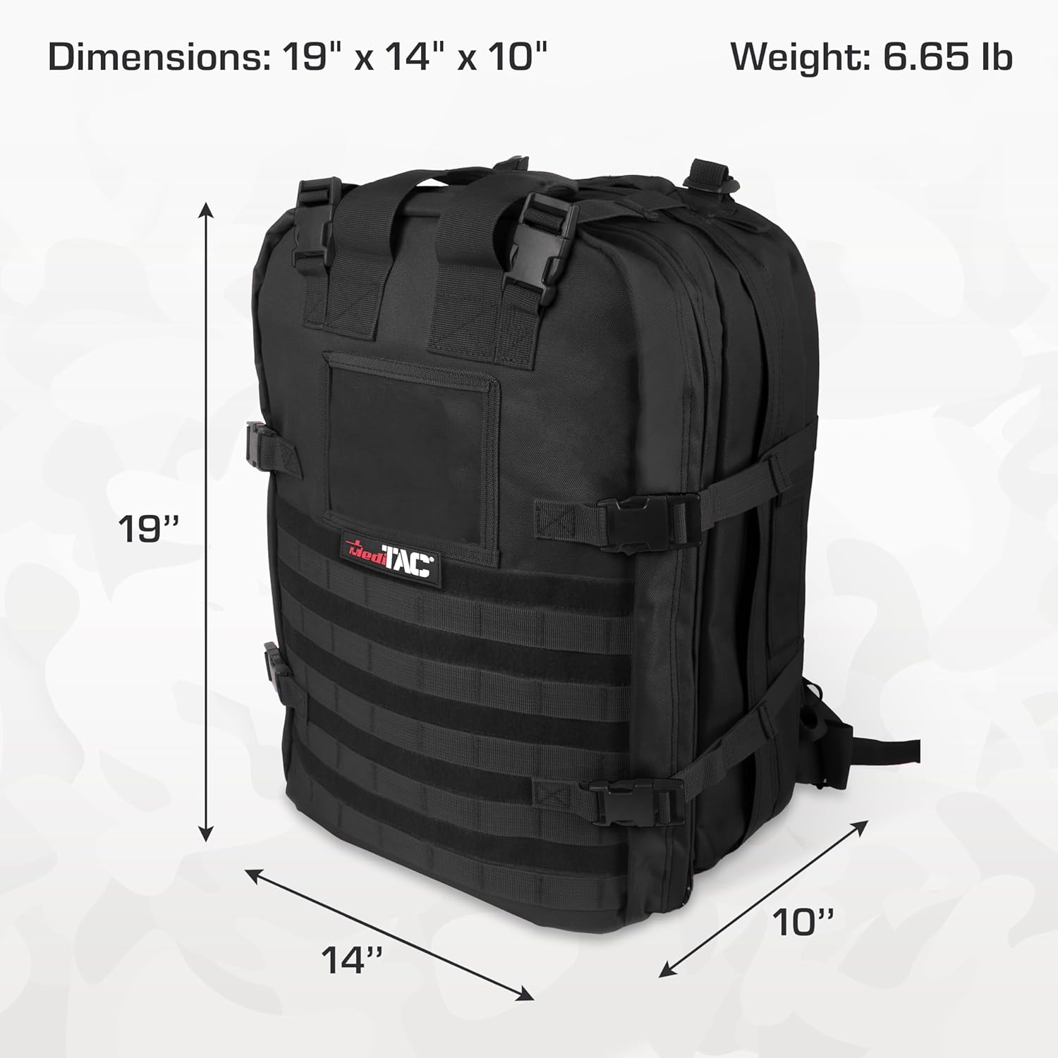MediTac Deluxe Special Ops Tactical Field Medical Stomp Pack - Largest Backpack for all Gear & Equipment - Black