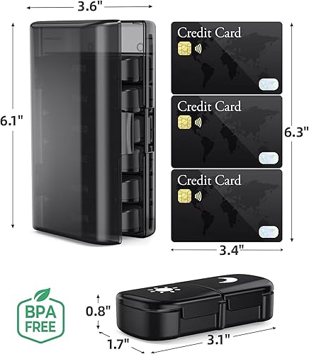 Vista 6 de PULIV Extra Large Weekly Pill Organizer 2 Times a Day, One-Side Open Pill Box 7 Day for Easy Filling, Black Privacy Protection AM PM Pill Case for