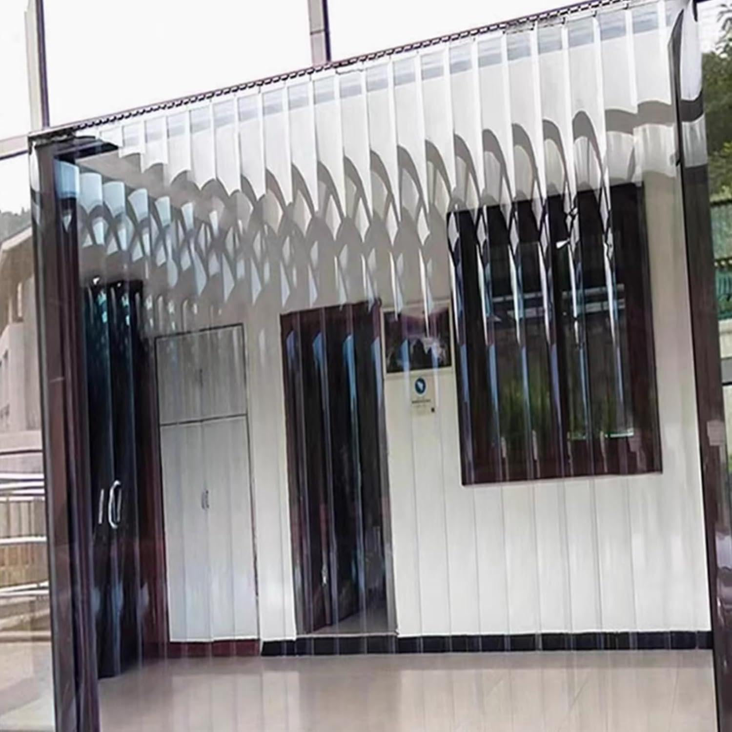 PVC Streifenvorhang Lamellen,Höhe150-300cm x Breite75-300cm Streifenvorhang Industrie Bausatz komplett vormontiert transparent für Ställe Paddocks Hallen,Höhe200cm-Breite135cm