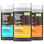 Every Man Jack Men\'s Deodorant Variety Set - Includes 3 Full-Sized Aluminum Free Natural Deodorant Sticks - Coconut + Driftwood, Citrus + Eucalyptus, Amber+ Sandalwood - 3oz (3 Pack)