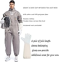 Vista 5 de ANDES Traje de apicultor para hombres y mujeres – Suministros universales de apicultura Trajes de abeja con velo y guantes de piel de oveja