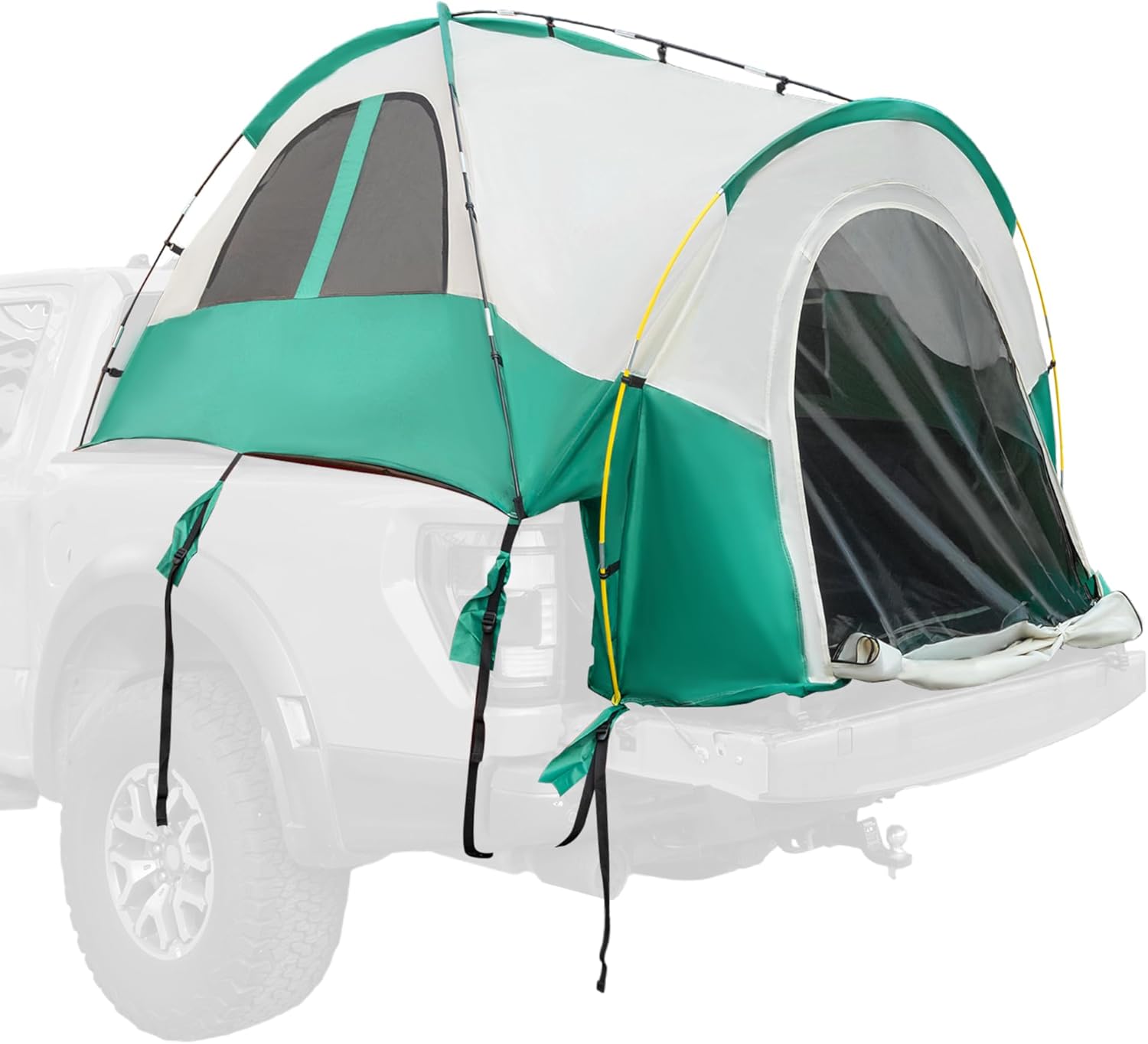 uxcell Pickup Truck Tent, Waterproof PU2000mm Double Layer for 5.5-5.8 FT Truck Bed, Portable Truck Bed Tent with Carry Bag Beige Green