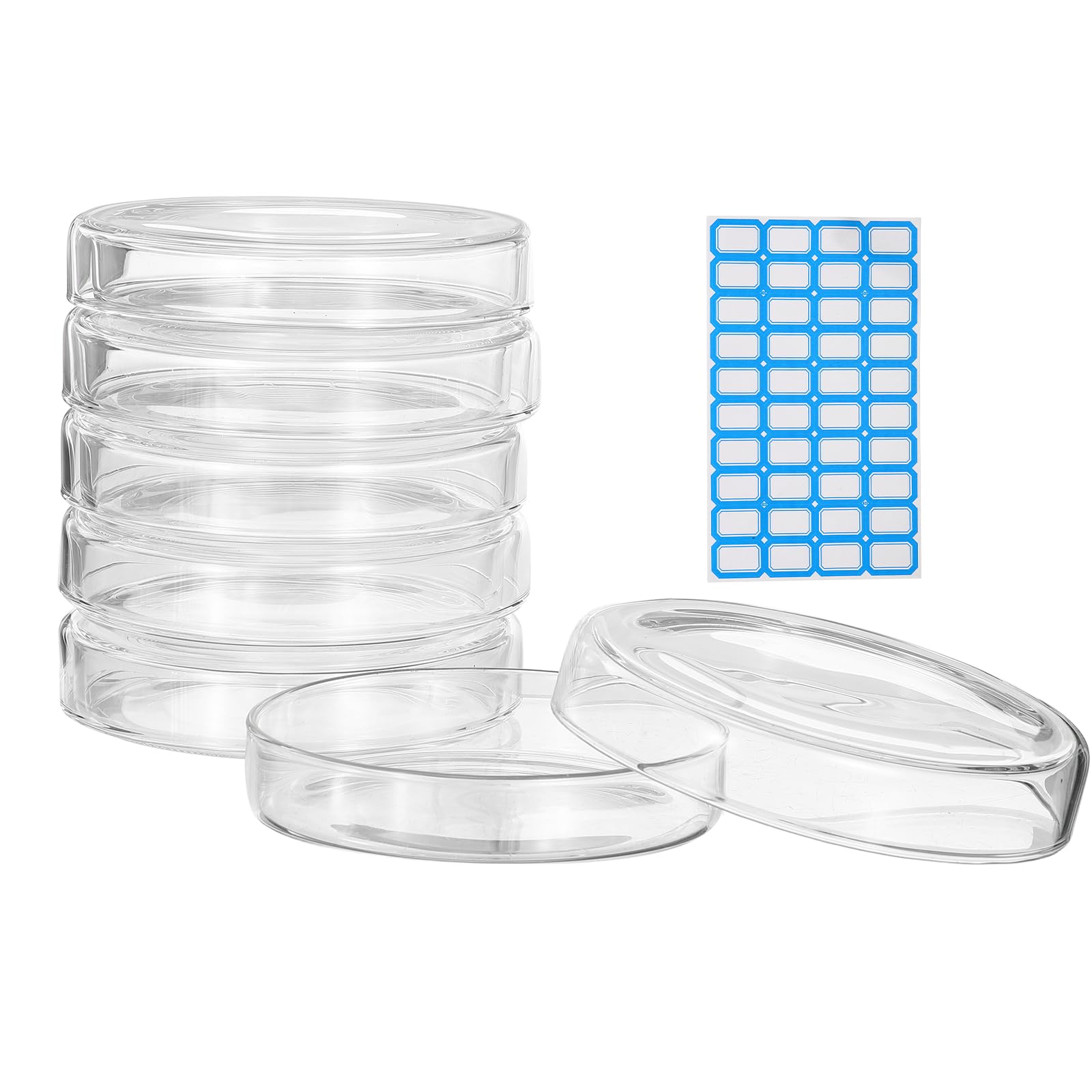 PATIKIL 5 Pezzi Vetreria Petri Con Coperchio 120 Mm Vetro Borosilicato Spesso Piastre Sterilizzabili Per Coltura Laboratorio Etichette Per Esperimenti Scientifici Progetti